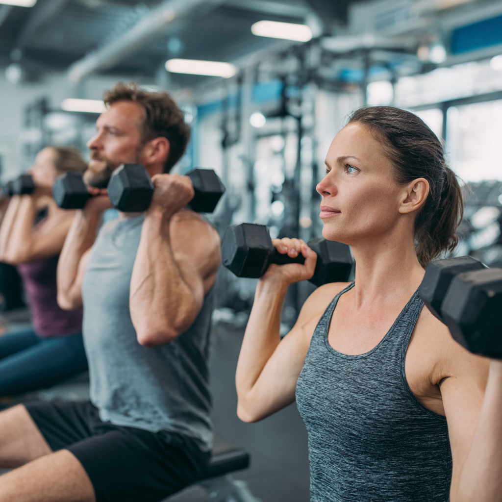 Magyar felnőttek csoportja gerinc- és hátizom erősítő gyakorlatokat végez szabadban, minden résztvevő mosolyogva és egészségesen
